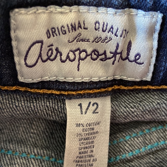 Aeropostale dark blue jean shorts size 1/2 (XS) - Picture 3 of 5